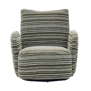 Gulches Olive Green Boucle 360¡ã Swivel High Resilience Sponge Metal Bracket Striped Armrest Modern Leisure Chair Set of 1 - 1 of 4