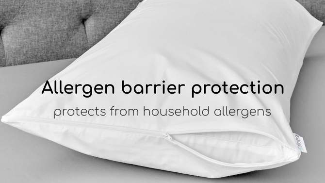 AllerEase 2-Pack Waterproof Pillow Protector - White (Standard/Queen), 2 of 8, play video