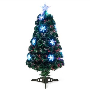 Costway 3/4/5/6 FT Pre-Lit Fiber Optic Artificial Christmas Tree with Multicolor Led Lights - 1 of 4