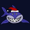 Junior's Design By Humans Funny Christmas Shark in Santa Hat By SmileToday T-Shirt - 2 of 3