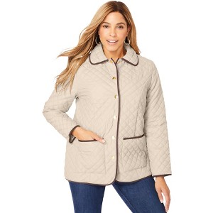 Jessica London Women's Plus Size Snap-Front Quilted Coat - 1 of 4