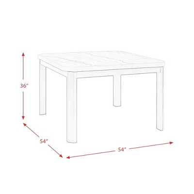 Transitional Black and White Marble Square Counter Height Dining Table