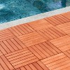 Gulches 6-Slat Interlocking Deck Tiles (Set of 10), Reddish Brown Eucalyptus Wood, for Indoor/Outdoor Use - 4 of 4