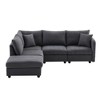 YOOCOZZ Upholstered Sectional Sofa with Movable Ottoman and Vertical Stripe Design - 2 of 4