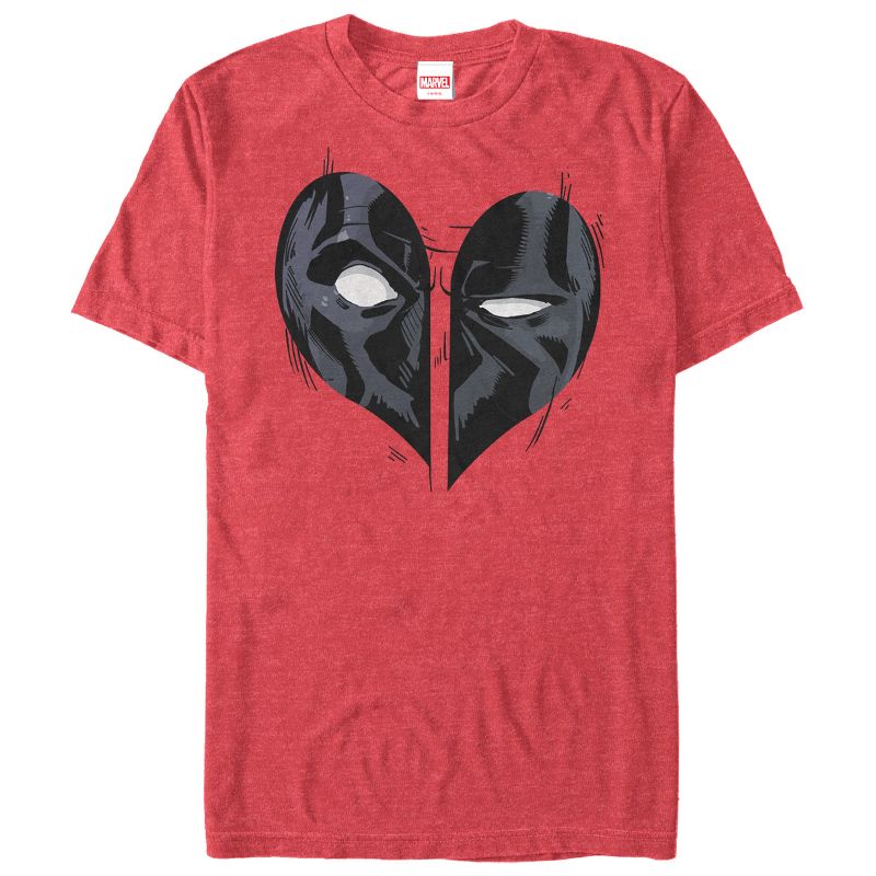 Men's Marvel Deadpool Heart Mask T-Shirt, 1 of 5