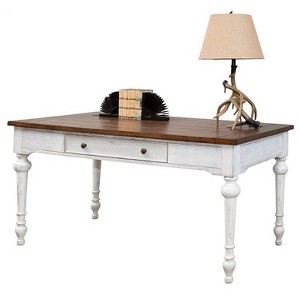 Rustic Wood Writing Desk White - Martin Furniture: Office with All Purpose Drawer, Metal Hardware - 1 of 4