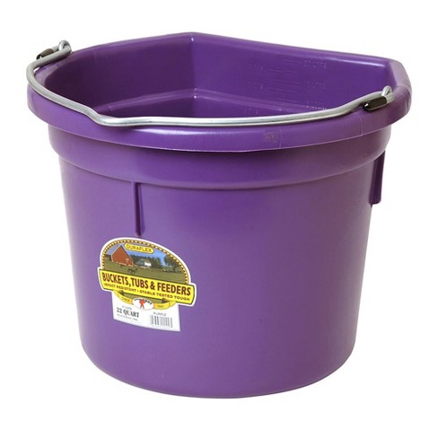Little Giant 2 gal. All Purpose Flat Back Plastic Bucket, Purple (4-Pack)