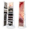 Costway 360° Swivel Jewelry Cabinet Organizer 3-Color LED Mirror with Built-in Lights Coffee/White/Black/Brown - 4 of 4