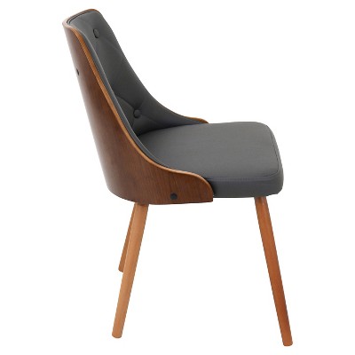 Walnut & Grey Faux Leather Upholstered Side Chair
