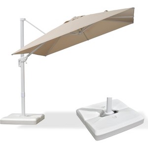 PURPLE LEAF Patio Umbrella White Cantilever Offset Umbrella Square Outdoor Umbrella with 360-degree Rotation for Garden Deck Pool - 1 of 4