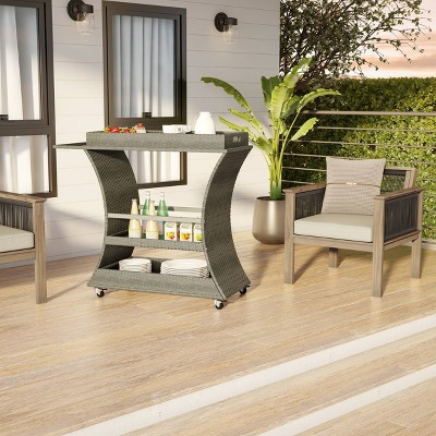 Outdoor Bar Cart - Dark Gray - TK Classics