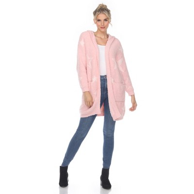 Women's Hooded Open Front High Pile Fleece - White Mark