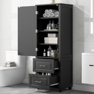 NicBex Tall Freestanding Bathroom Storage Cabinet, Modern 2-Drawer Design with Adjustable Shelf, Space-Saving Vertical Storage - 1 of 4