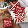 Christmas Peppermint Candy Red Decorative Throw Pillow Covers 18 x 18 Set of 4, Xmas Holly Jolly Ho Ho Ho - 3 of 4