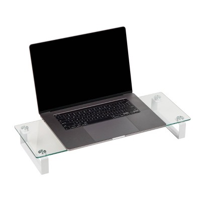 Elevate Clear Glass Monitor Stand with Organizational Space