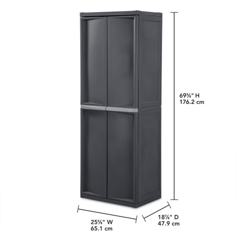 Sterilite Adjustable 4-Shelf Storage Cabinet With Doors, Gray | 01423V01, 2 of 7