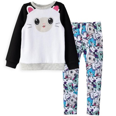Dreamworks Gabby's Dollhouse Pandy Paws Girls Sweatshirt and Leggings Outfit Set Toddler to Little Kid