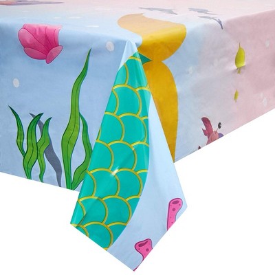 Juvale 3-Pack Mermaid Disposable Plastic Table Cover Tablecloth Party Supplies 54 x 108 in