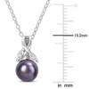 EVERLY JEWELRY | Sterling Silver 0.02 CT TW Diamond 7.5 - 8 MM Black Freshwater Cultured Pearl Fashion Pendant With Chain, 18-inch - 2 of 4