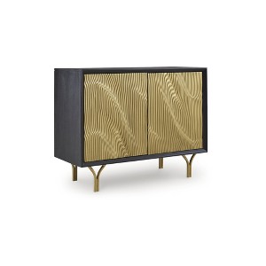 Signature Design by Ashley Tayner Modern Accent Cabinet with Storage, Black/Gold - 1 of 4