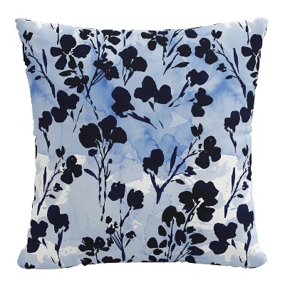 18"x18" Adelaide Floral Square Throw Pillow Indigo - Skyline Furniture: Cotton Woven, Removable Cover, Indoor Use