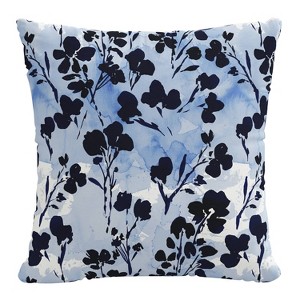 18"x18" Adelaide Floral Square Throw Pillow Indigo - Skyline Furniture: Cotton Woven, Removable Cover, Indoor Use - 1 of 4