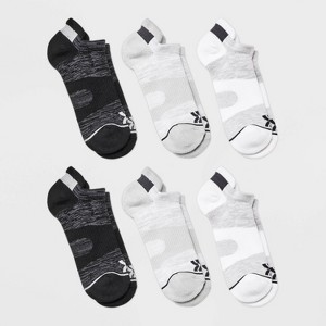 Women's 6pk Active Accents No Show Tab Socks - All In Motion™ White/Gray/Black 4-10: Arch Support, Reinforced Heel & Toe - 1 of 3