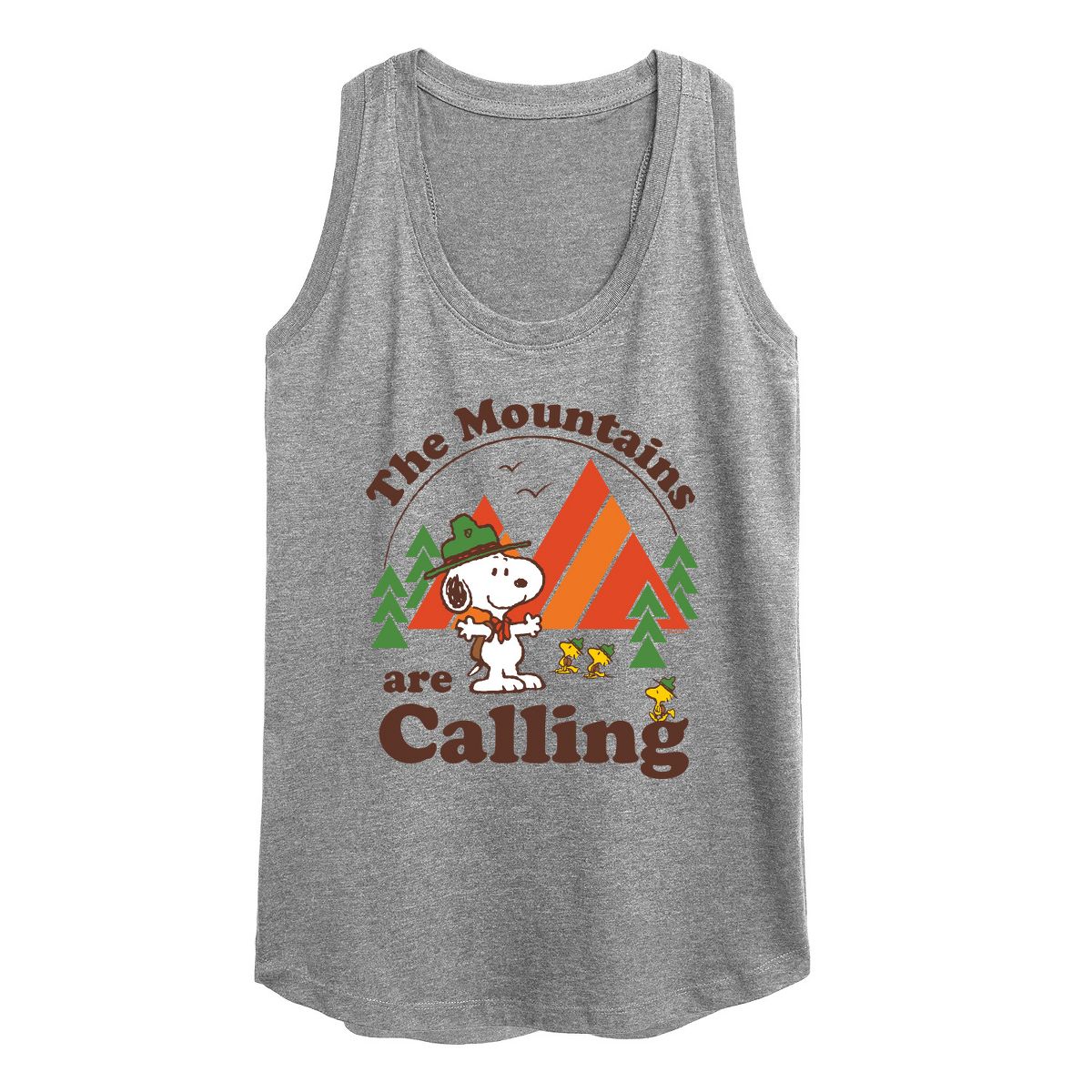 Women's - Peanuts - Mountains Are Calling Graphic Racerback Tank