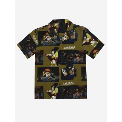 Cowboy Bebop Scenes Short Sleeve Olive ButtonDown Shirt