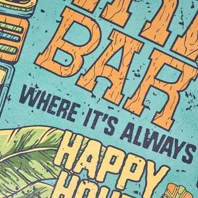 Vintage Tiki Bar Round MDF Wall Plaque, 20"