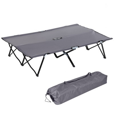 Outsunny 2 Person Folding Camping Cot Portable Sleeping Cot With Carry Bag Grey Target