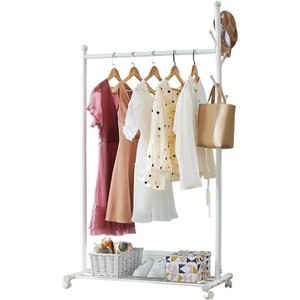 Metal Garment Rack with Wheels, Rolling Freestanding Clothes Rack for Small Spaces Bedroom Entryway - 1 of 4