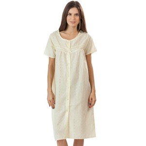 Casual Nights Women's Short Sleeve Eyelet Embroidered House Dress - 1 of 4