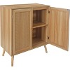 Jojoka Rattan Buffet Cabinet with Storage, Farmhouse Sideboard with Adjustable Shelves & Solid Wood Feet,Brown - 3 of 4