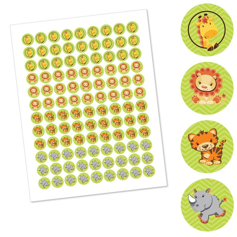Big Dot of Happiness Funfari - Fun Safari Jungle - Baby Shower or Birthday Round Candy Sticker Favors - Labels Fits Chocolate Candy (1 sheet of 108), 2 of 6