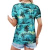 Nlife Womens Puff Short Sleeve Hawaiian Shirts Floral Tropic Printed Pleated V Neck Summer Casual T-Shirt Trendy Boho Blouses Tops - 4 of 4