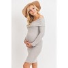 Hello Miz Women's Ribbed Off Shoulder Long Sleeve Bodycon Maternity Dress - 2 of 4