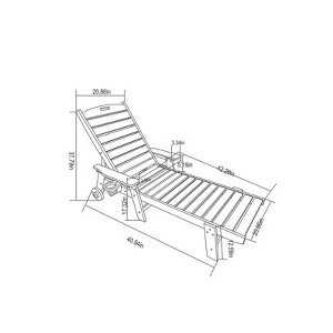 Gulches Lounge Chair Outdoor with Wood Texture, HDPE, Patio Lounge Chair with Wheels & Cup, 5 Positions, Holder for Pool, Deck, Poolside,Oversiz Blue - 1 of 2