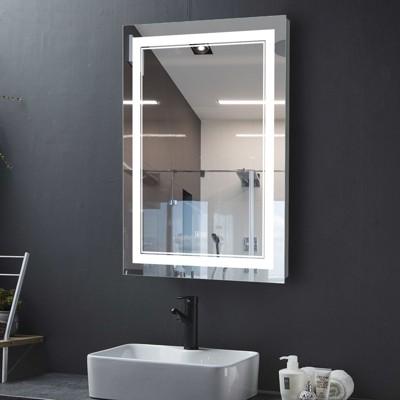 1-Piece 24 in.W x 32 in.H LED Aluminum Alloy Right Angled Rectangular Illuminated Bathroom Mirror Wall Mirror