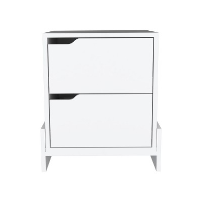 NicBex 17 inch Wide Nightstand with 2 Drawers,Side Table with Cutout Handles and Wood Legs,Bedside Table for Bedroom,Living Room,Gray/White/Black
