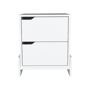 NicBex 17 inch Wide Nightstand with 2 Drawers,Side Table with Cutout Handles and Wood Legs,Bedside Table for Bedroom,Living Room,Gray/White/Black - 1 of 4