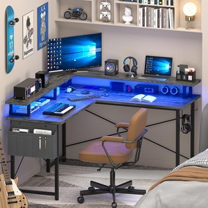 Aheaplus L Shaped Computer Desk with USP Port and Power Outlet - 1 of 4