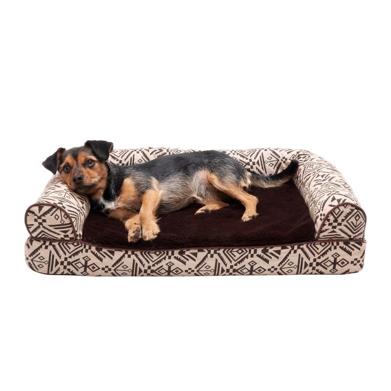 FurHaven Southwest Kilim Cooling Gel Top Memory Foam Sofa Dog Bed, 1 of 4