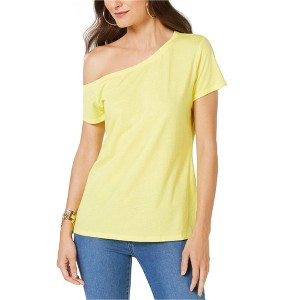 I.N.C International Concepts Womens Off the Shoulder Basic T-Shirt, Yellow, Large - 1 of 1