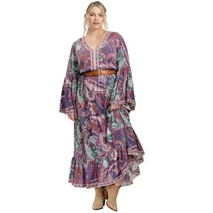 Avenue Women's Plus Size Arlo Bell Sleeve Maxi Dress - 1 of 4