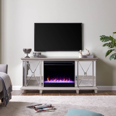 Tappington Mirrored Color Changing Fireplace Silver - Aiden Lane : Target