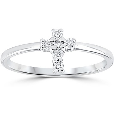 Pompeii3 Diamond Cross Ring 1/6 cttw 10k White Gold