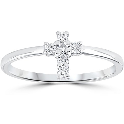 Pompeii3 Diamond Cross Ring 1/6 Cttw 10k White Gold - Size 6 : Target