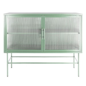 Modern Console Table with Fluted Glass Doors and Adjustable Shelf for Dining and Living Room Storage - 1 of 4