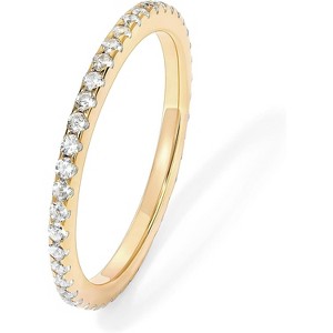 14K Gold Plated Solid 925 Sterling Silver CZ Simulated Diamond Stackable Ring Eternity Bands for Women - 1 of 4